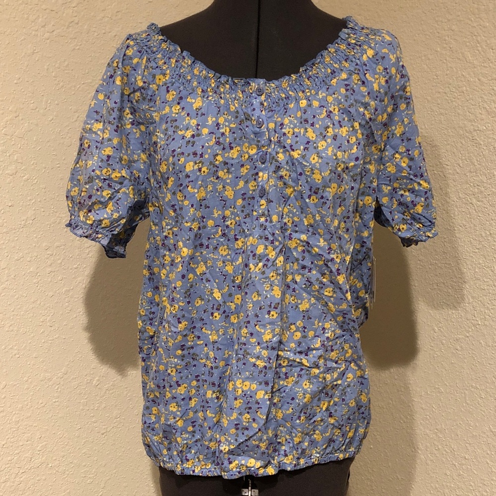 NWT Floral Blue Women's Top